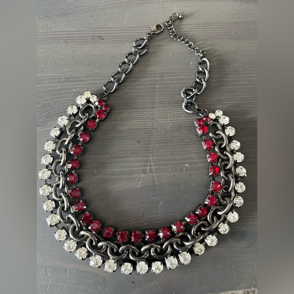 Elegant Red and Silver Necklace